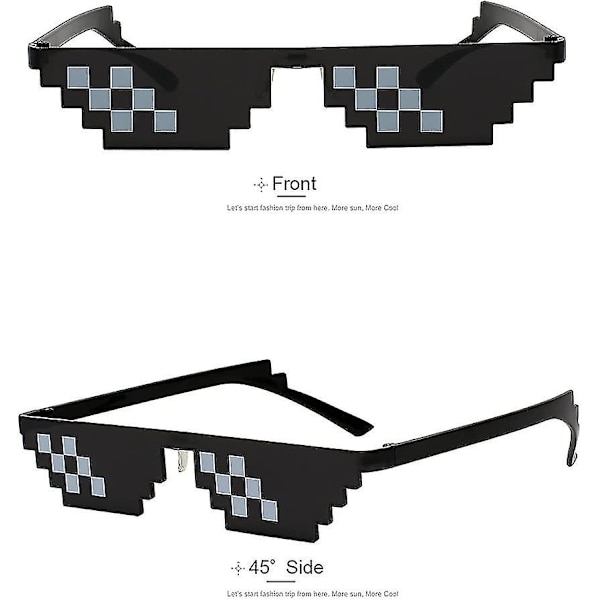 [3 stk], Mænd Kvinder Glas 8 Bit Pixel Mosaik Briller Foto Props Unisex Solbriller