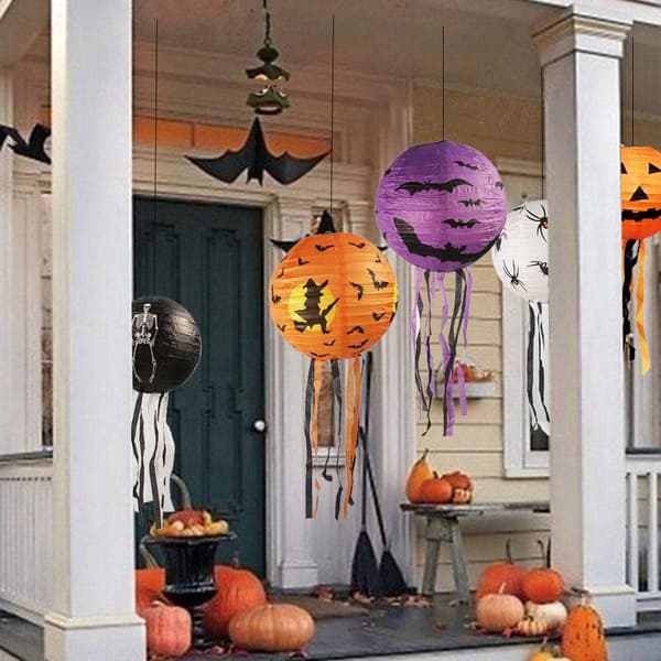 15 stk Halloween-papirlanterner, sammenleggbare lanterner, dekorasjoner