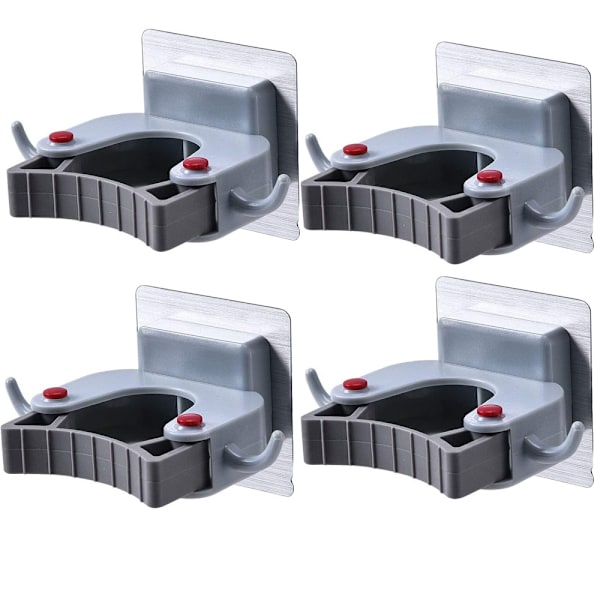 3-pack väggmonterad kvast- och mopphållare, självhäftande, utan borrning, multifunktionell förvaring för kök