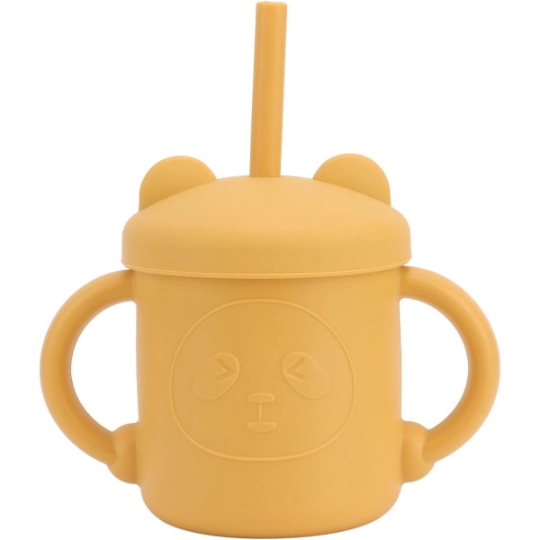 5 stk. Baby Sippy Cups med Nemt Greb Tyk Holdbar Spildsikker Lærings Træning Silikon Baby Kopper Gul