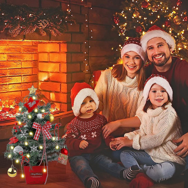 Keinotekoinen joulukuusi Led-valoilla 45cm Pieni joulukuusipöytä Joulukuusi Pieni joulukuusi pohjalla ja koristeilla Joulukoristeet