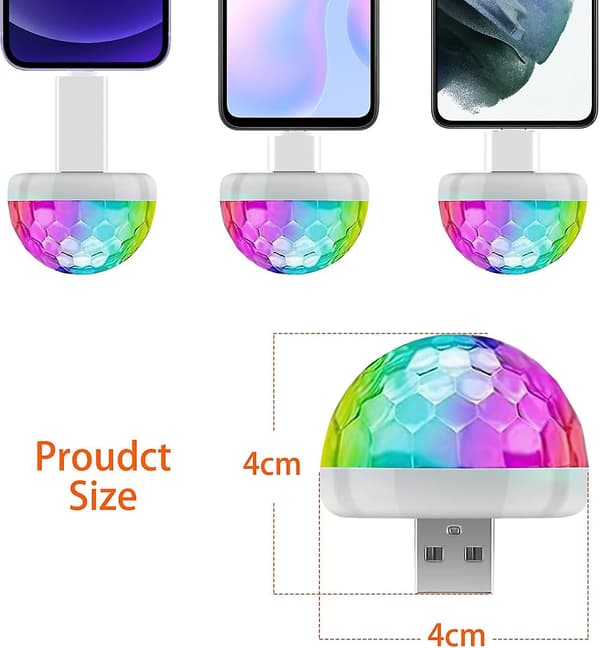 Mini Diskokugle Lys USB, Diskokugle LED Festlampe, Stemmestyring, Disco Fest Lys, Musikstyret Disco Lyseffekter, Disco Lys Til Børn