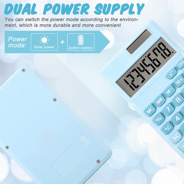 Small Pocket Calculator, Simple Mini Calculator, Handheld Calculators with Tilted 8-Digit LCD Display, Standard Function Calculator (Blue)