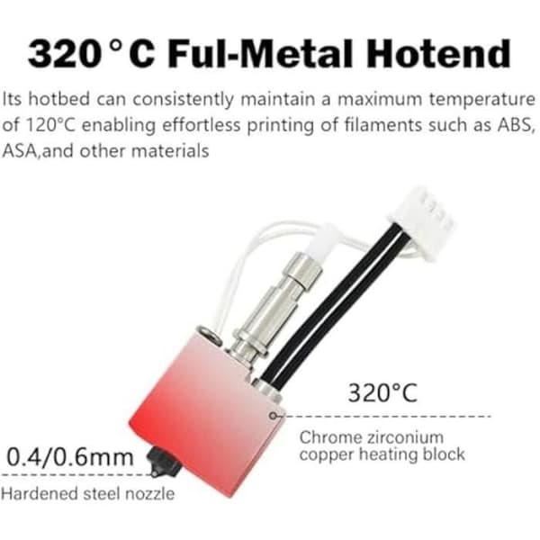 2-piece Extruder Kit with Hardened Steel Nozzle for Kobra S1 3D Printer with 2 Extra Replacement Nozzles