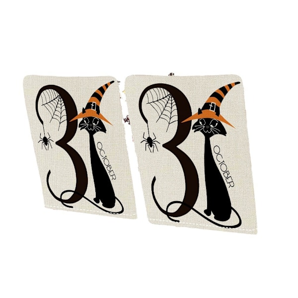 Happy Halloween Stolkseter til Spisestue, Sett med 8, Avtakbare Stretch Stolkseter for Hotell, Restaurant, Bankett, Bryllup