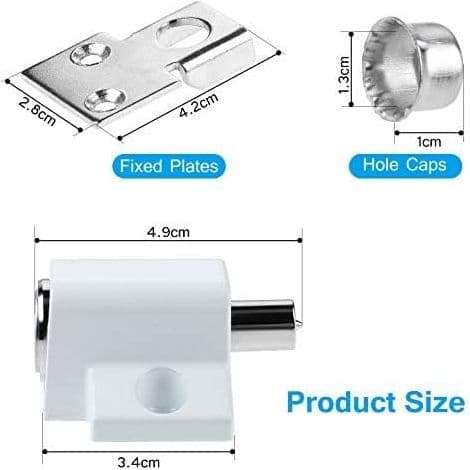 x White Sliding Patio Door Locks Fixed Bolt Window Security Locks for Child Safety