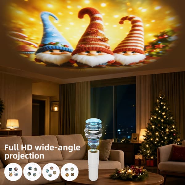 Christmas and Halloween Telescope LED Projector Lamp, 360° Rotating Mood Light with Festive Projection Patterns, Creative Party and Room Decoration