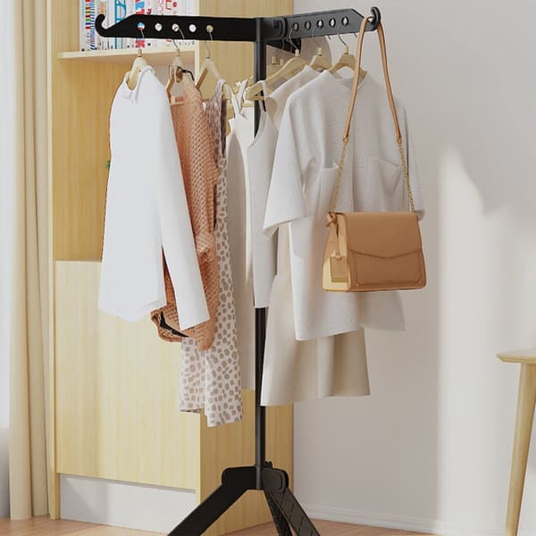 Clothes Drying Rack, Foldable, Indoor and Outdoor Drying Rack, 360° Rotatable, Drying Rack with 3 Hook Arms, Black