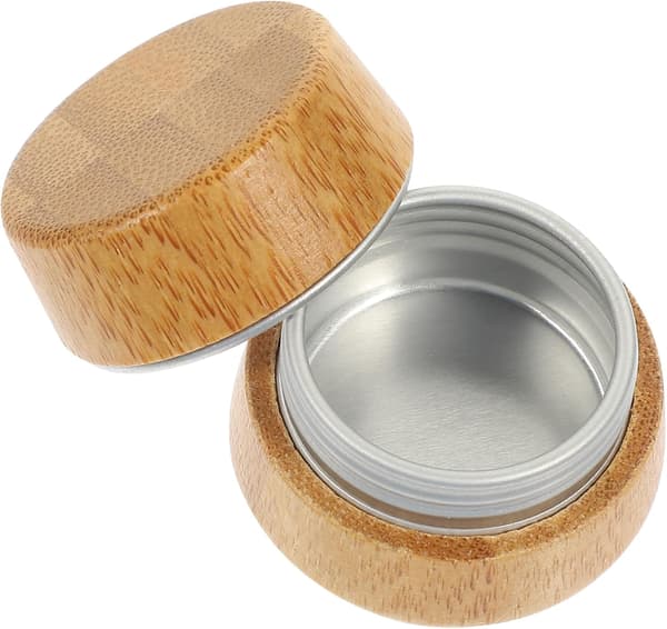 Empty Cream Container Reusable Screw Jar with Bamboo Design Sturdy Durable Aluminum Container