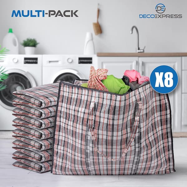 Large Jumbo Bag Storage Bag Clothes Storage Moving - Multipack (8-pack 80*60*25)
