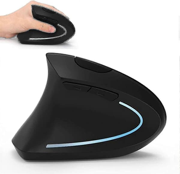 Left Handed Mouse, Vertical Ergonomic Mouse, Wireless USB Left Hand Ergonomic Vertical Mouse, Quieter - Black