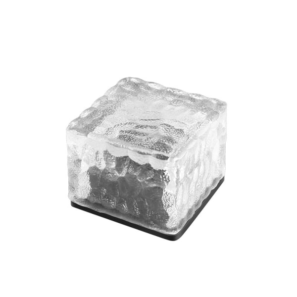 Solar Glass Mursten Lys - Solar Ice Cube LED Lys - Krystal Mursten Sten Lampe Have Gårdhave Pathway Patio Pool, Dekorativ (4 STK Hvid)