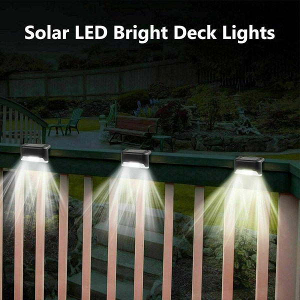 8-pack solterrasslampor, LED solstegsljus Vattentät solcellslampa utomhusbelysning för trappor, däck, uteplats, gård, väg, (svart-kall vit)