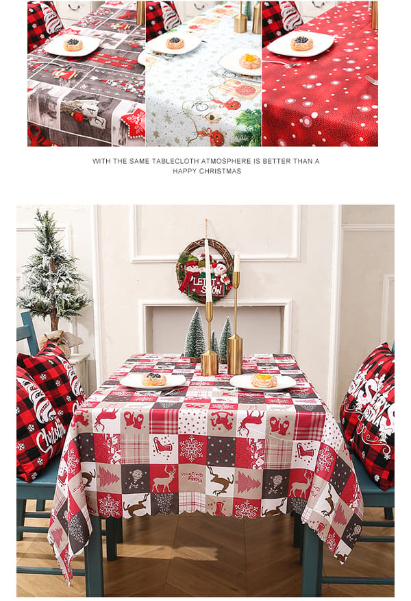 Christmas Tablecloth, Winter Theme Trees, Rectangular Tablecloth