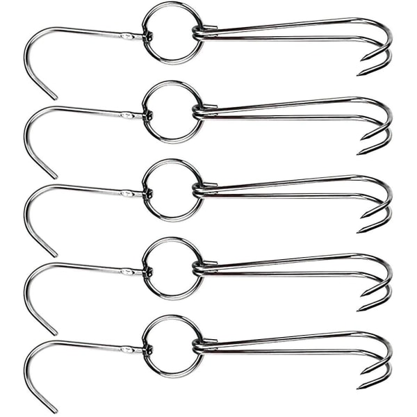 5 stk. Krok for bacon, skinke, slakterkrok, fjærfe, stekhenger, stek and-kroker, kyllingstekerkroker