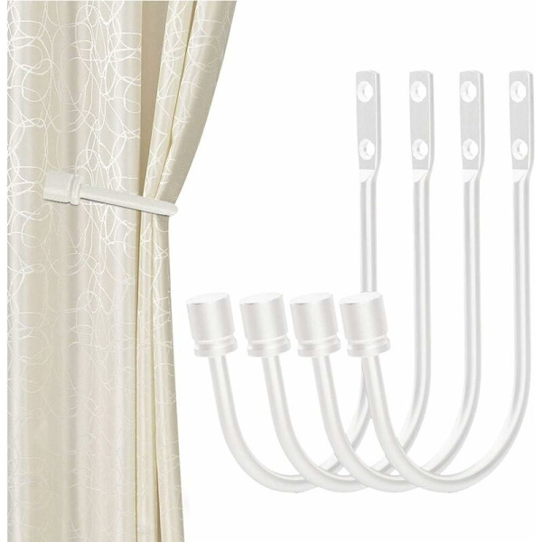 Gardinkrokar, 4 stycken U-formade krokar Väggmonterade Gardinkvastar Tieback Draperi krok Tieback Gardintillbehör (Blank