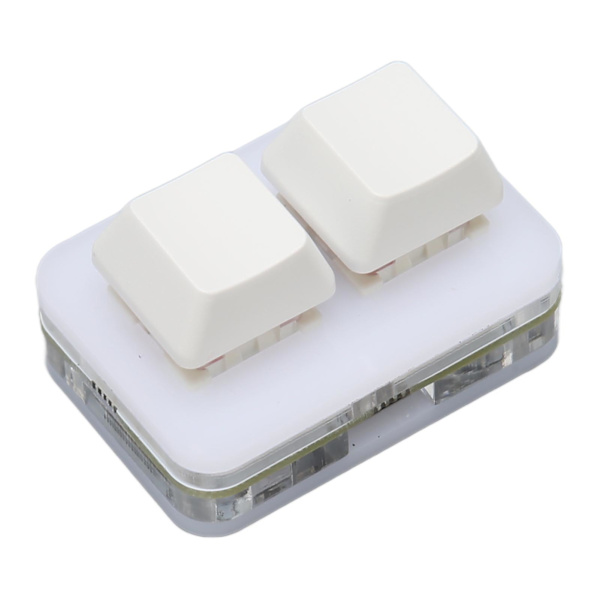 USB 2-Key Mini Keyboard Custom RGB LED Backlight Macro Programming Keyboard for Windows for OS X for Linux White
