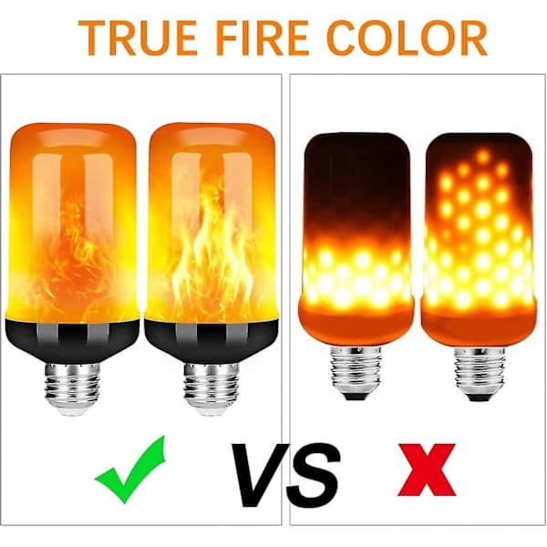 HA-LED Flame Effect Bulb, Upgraded 4 Modes Flickering Fire Christmas Lighting, E26