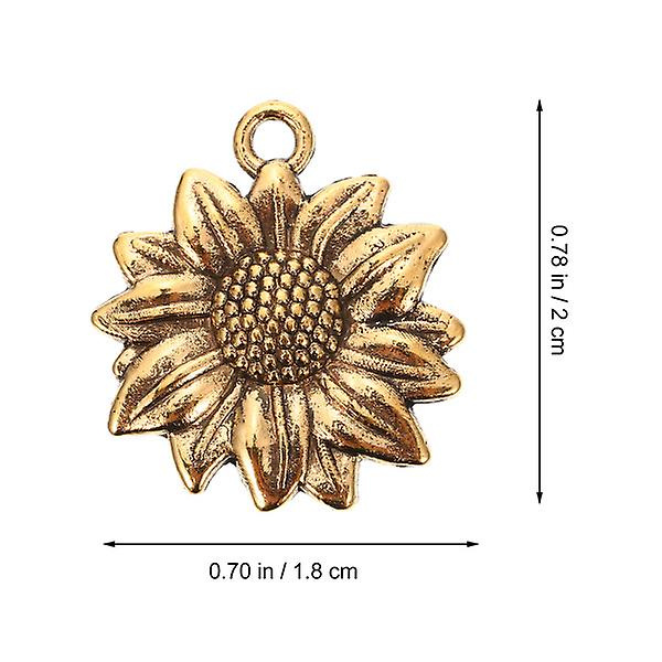 100 stk Nøkkelkjede Solsikke-Smykker Håndverk Armbånd Blomst Smykker Metall Solsikke Henger Smykke Blomst Smykker Gull 0,2X1,8X2CM