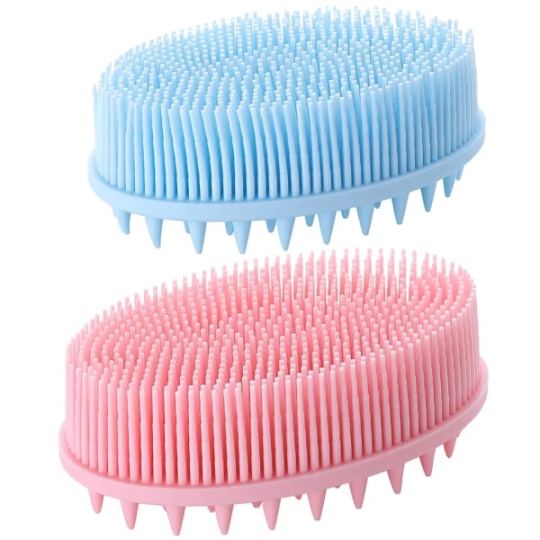 Bad & Dusj Loofah Børst 2 i 1 Ansikt & Kroppsskrubb Forsiktig kroppsbørst Hud 100% Bedre Skrubber silikon kroppsbørst for bad Massasje Børst