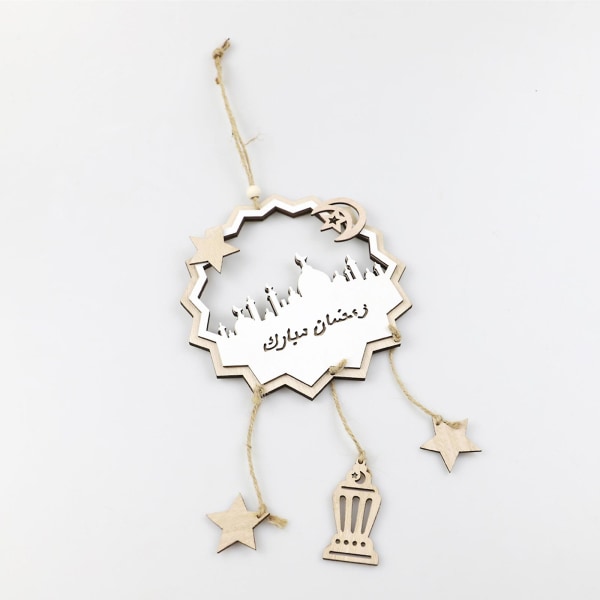 Stil 2 Trä Mubarak Hängande Ornament Måne Stjärna Slott Trähantverk Stil 2