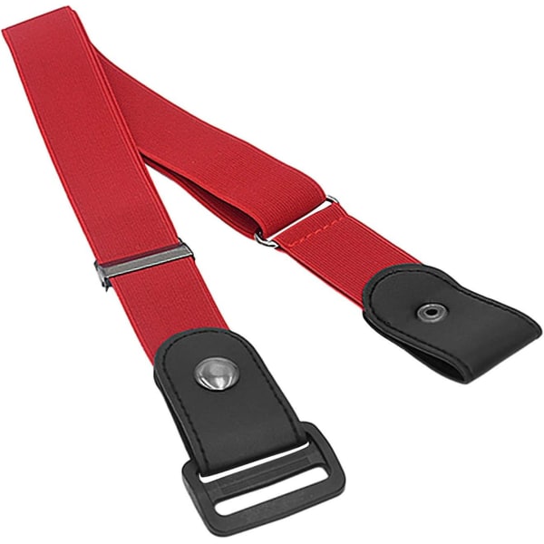 Spännelöst No Bulge Osynlig midjebälte, justerbar fri storlek Lätt elastiskt bälte för kvinnor män Röd