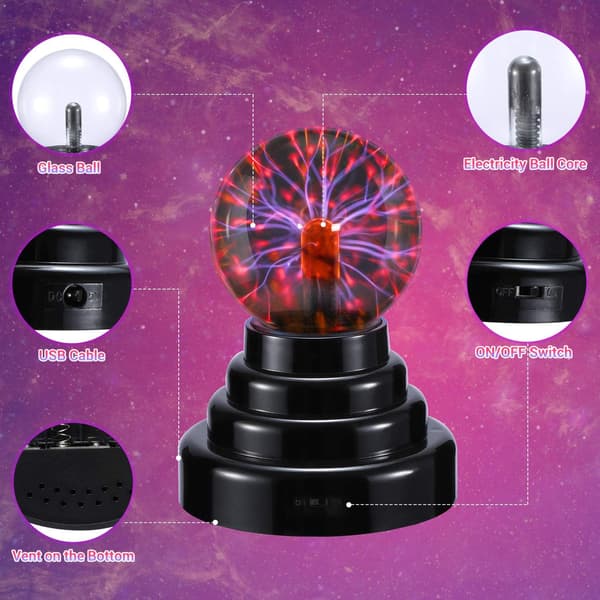 Plasmabold, 3 tommer plasma lampe, berøringsfølsom plasma globe - U