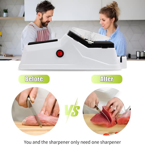Electric Knife Sharpener, (USB) Double-Sided Knife Sharpener, Fast Sharpening and Polishing, with Protective Cover. (6 Grinding Stones)