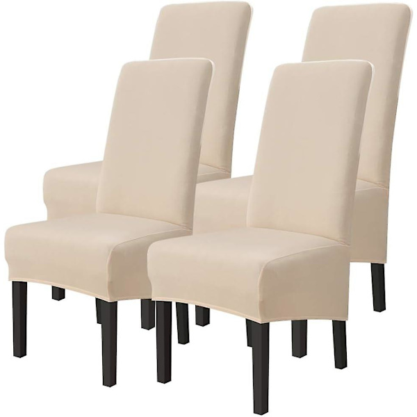 Stoltrekk Xl Spisestue Stretch Stoler Trekk Høy Rygg Avtakbart Og Vaskbart Stoltrekk For Hotelldekor Bryllup Beige 4stk