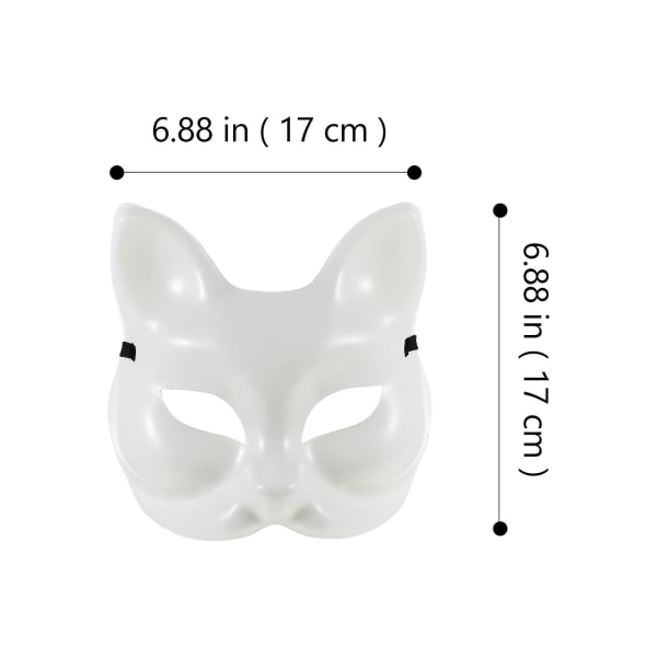 4st DIY Handmålningsmasker Hald Face Fox Mask Blank Mask Festtillbehör Vit17,5X17X7CM White 17.5X17X7CM
