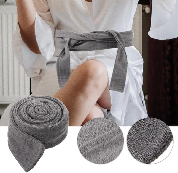 Blødt badekåbebælte i flannelmateriale, erstatningsbånd til hotel- og hjemmebadekåber, grå