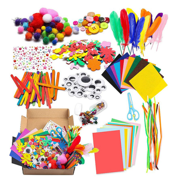 Arts and Crafts Supplies for Kids - Crafts Pibe Cleaners, Construction Paper, Pom poms & Googly Eyes, Crafts School Craft Projects
