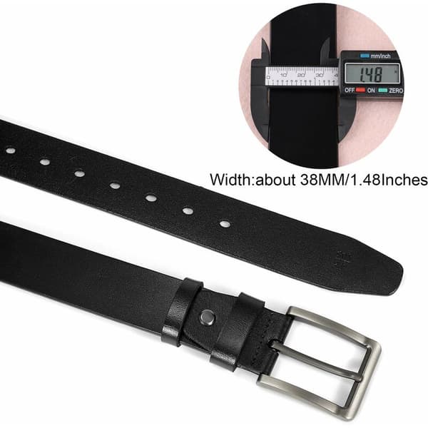 Läderbälte för män, avslappnade jeans, legeringsspänne, 38 mm bredd