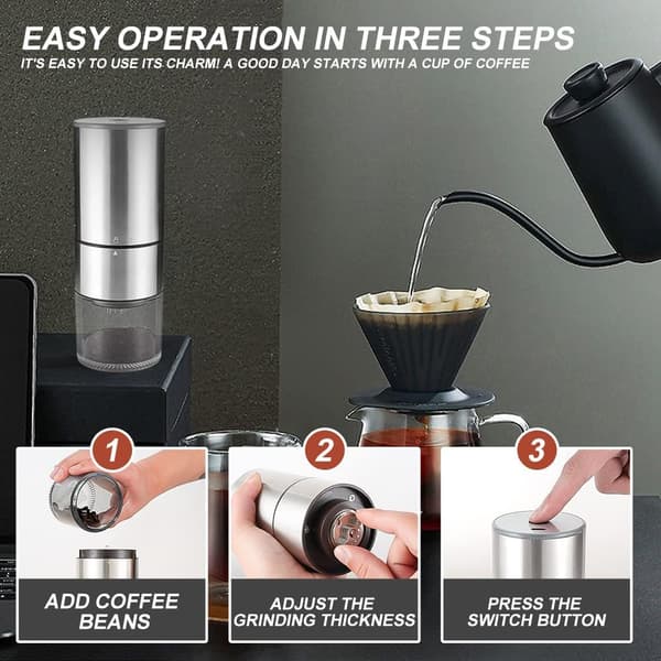 Electric Coffee Grinder Rechargeable Mini Coffee Grinder with Multiple Grind Settings Coffee Grinder Herb Grinder for Herbs Nuts Spices