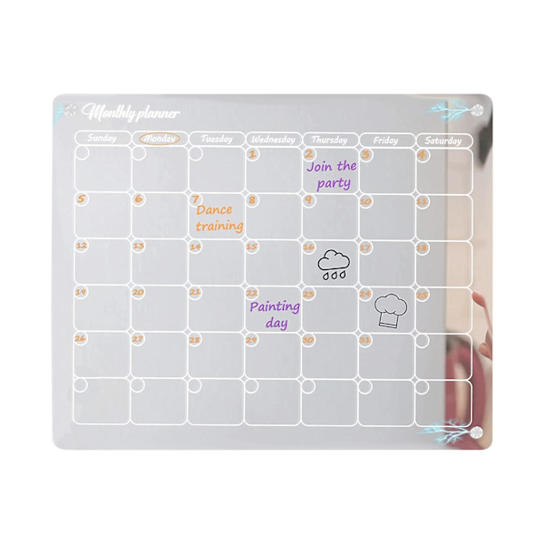 Akryl Magnetisk Kalender För Kylskåp 15x11 Tum Magnetisk Kalender För Kylskåp Transparent Torkbar Kalender