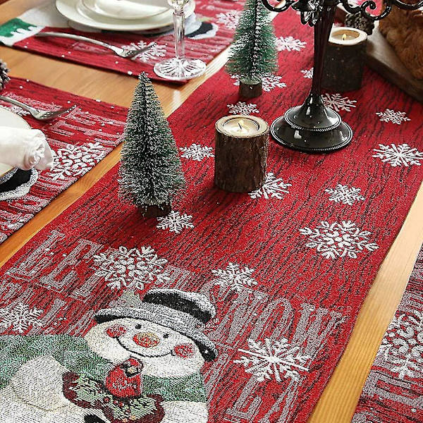 Julbordstabletter Snöflinga Snögubbe Bordstabletter Bomullslinne Frans Bordstabletter Tvättad Dukskydd För Matbord Kök Jul