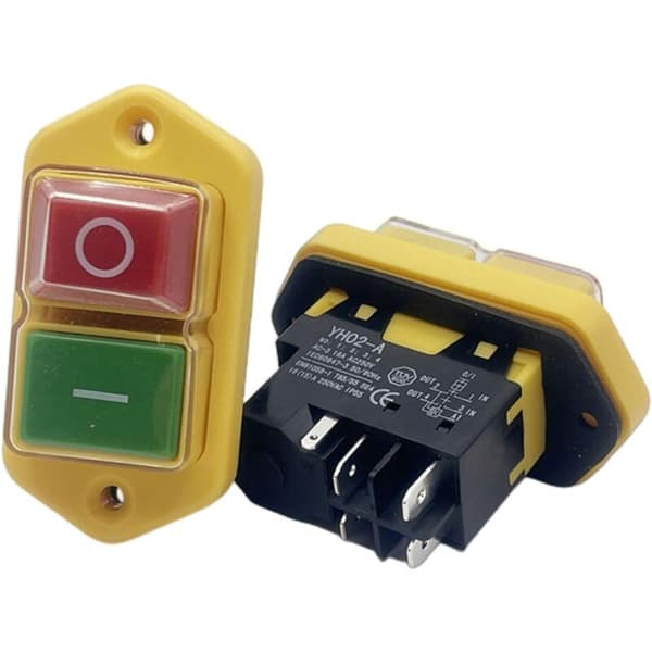 Integrert bryter - 230V spenningsfri bryter KJD17 B/YH02-A 5, vanntett panel, startknapp
