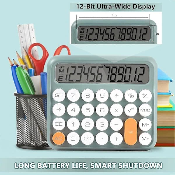 HA~Office Calculator 12 Digits Large LCD Screen Cute Calculator Handheld Mechanical Calculator Large Buttons Calculators