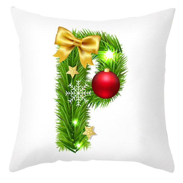 Julkuddar med bokstäver, 26 st, gröna, sammetsliknande, polyester, för dekoration
