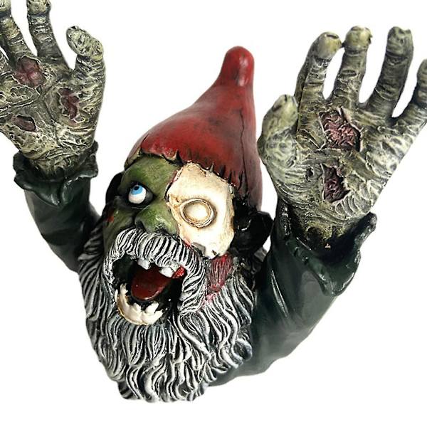 Kreativ Halloween Skummel Dverg Statue Hender Opp Halv Zombie Gnome Gulv Skulptur Statue Harpiks Ornament Hage Hagefest Dekorasjon