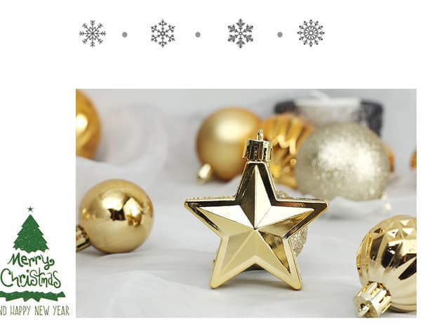45-delt (guld) julekugler, indendørs julepynt rød