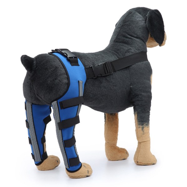 Dobbel bakbeinbeskyttelse Hundeknestøtte for Acl kneskinne forvrengning Leddgikt holder leddene varme Ekstra støtte Blå (L)
