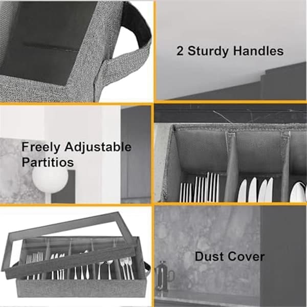 Cutlery and Utensil Storage - Durable Cutlery Box with Adjustable Divider, 5 Compartments