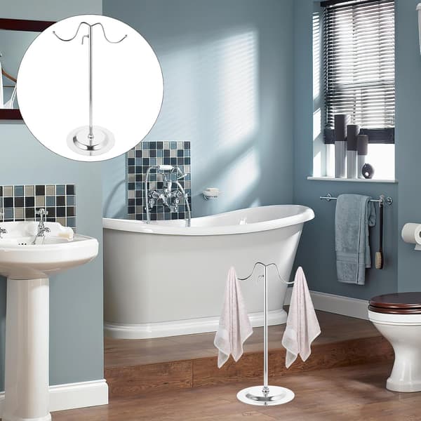 Bag Display Stand Towel Holder Stainless Steel Round Base with Multiple Hooks