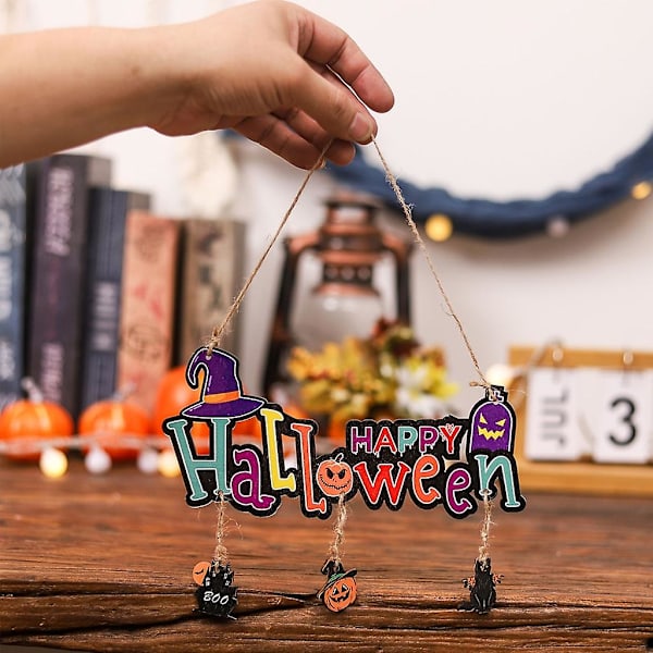 CRusticsign Maalaistalon Ovimerkki Puinen Riippuva Koriste Halloween-juhlatarvikkeet