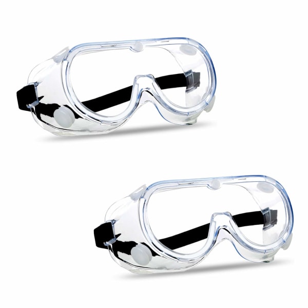 (2 STK) Anti-dug beskyttende sikkerhedsbriller Klar linse Wide-Vision Justerbar kemisk stænk Øjenbeskyttelse Blød letvægtsbriller