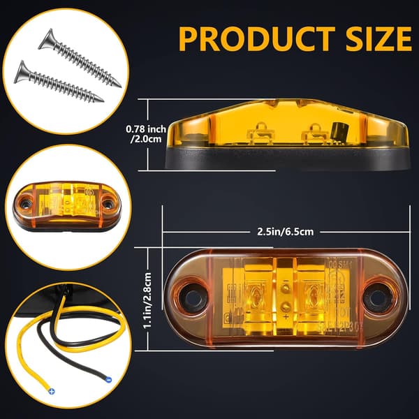 10 pcs 2.5 inch 2 Diodes Trailer Marker Waterproof LED
