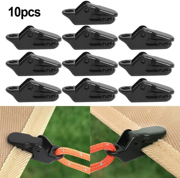10 pcs Tent Tarp Clips Strong Grip Camping Tool Reinforcement Tent Accessories