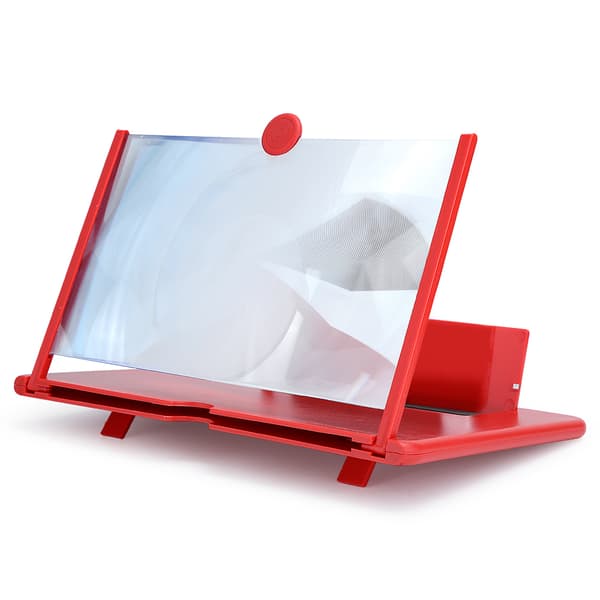 Mobile Phone Screen Magnifier 3D 12 inch High Definition Magnifying Stand Red