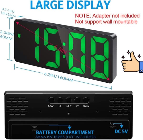 Latest Digital Alarm Clock, LED Clock for Bedroom, Electronic Desk Clock with Temperature Display, Adjustable Brightness, Voice Control